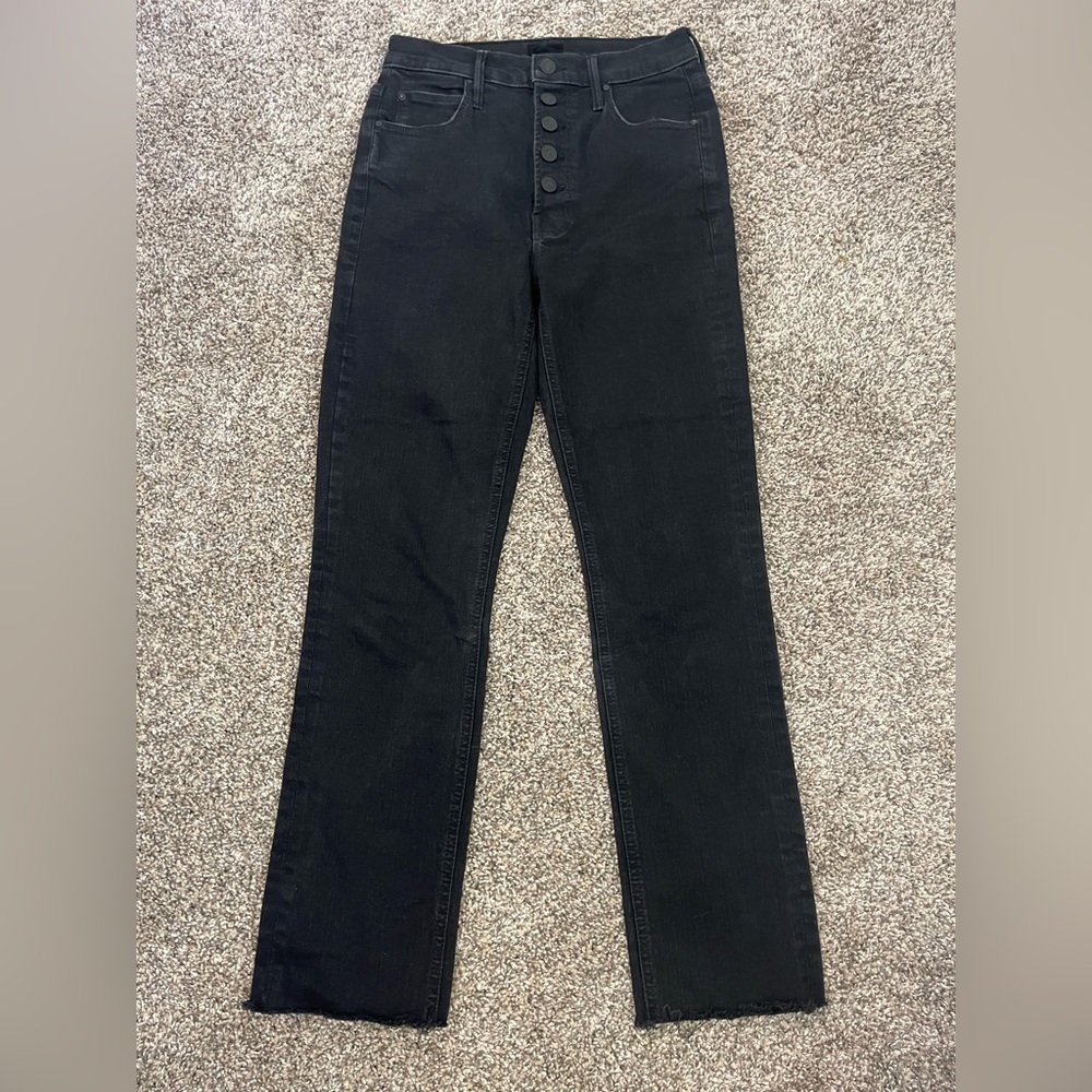 Women’s Mother The Pixie Dazzler Ankle Fray Jeans Not Guilty Black Size 27 - Picture 3 of 13